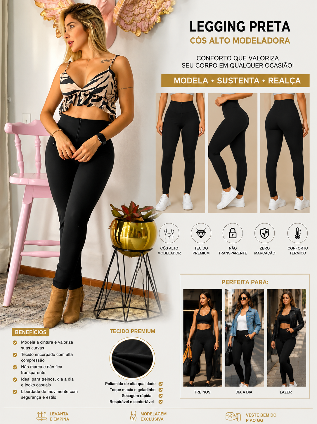 LEGGINS CONTROL DE ABDOMEN TELA SUPLEX
