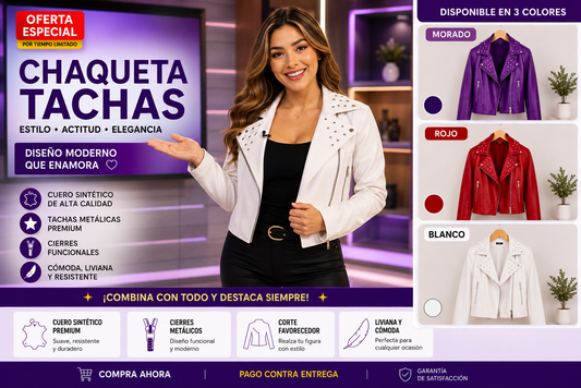 Chaqueta taches para mujer en cuero tex