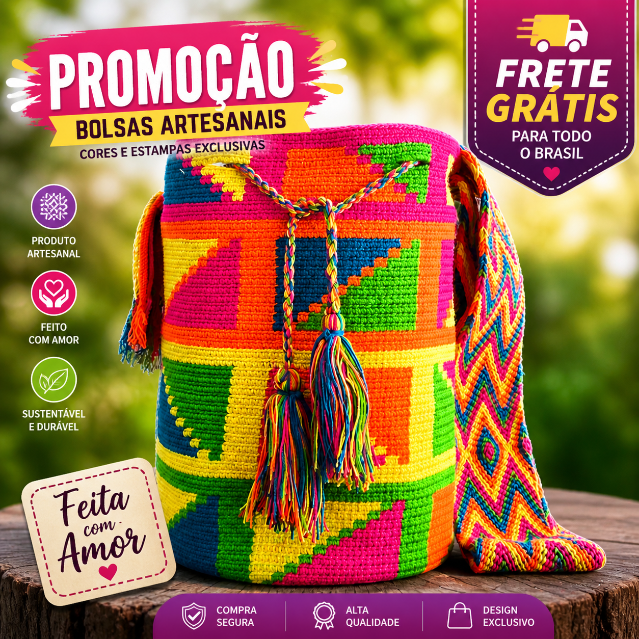 Mochila Wayuu con diseño