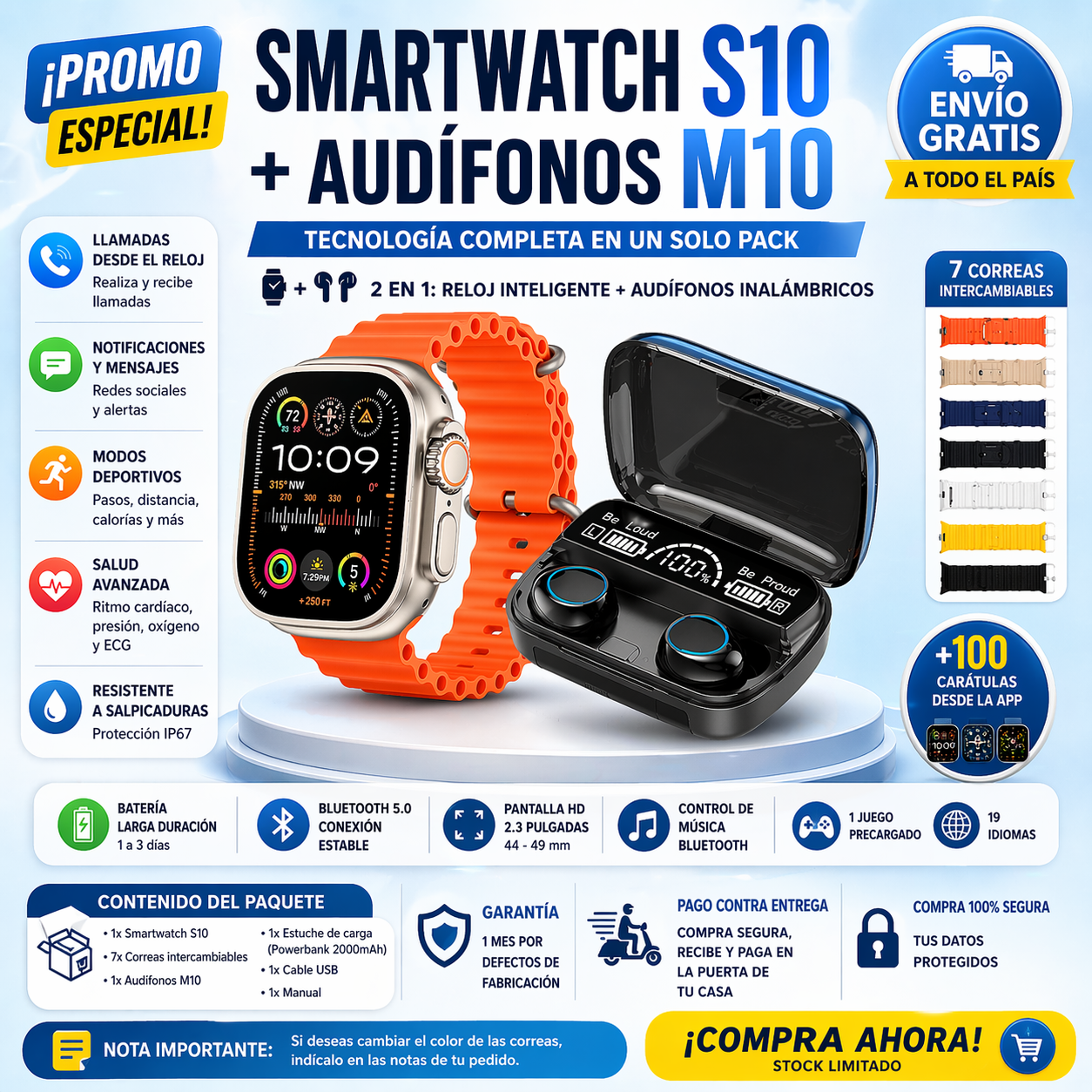 SMART WATCH S10+AUIFONOS M10